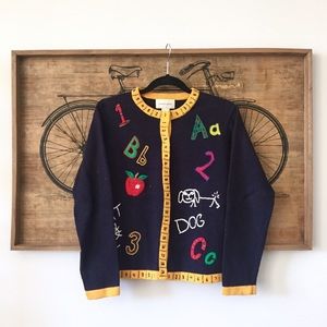 Back to School Teacher Knit Sweater Cardigan